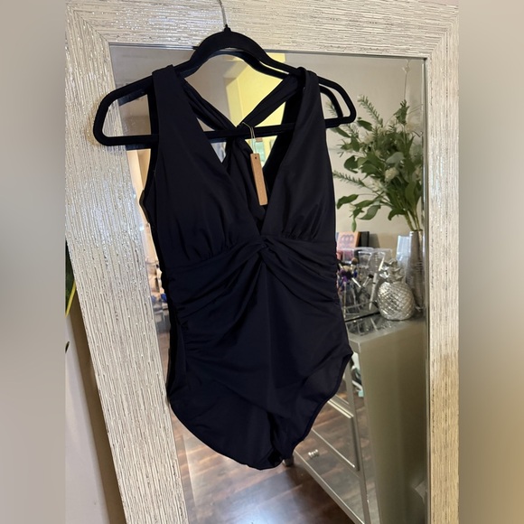 SHAPELLX Smart Sculpt Ruched Twist-Front Shaping Swimsuit - Picture 10 of 14